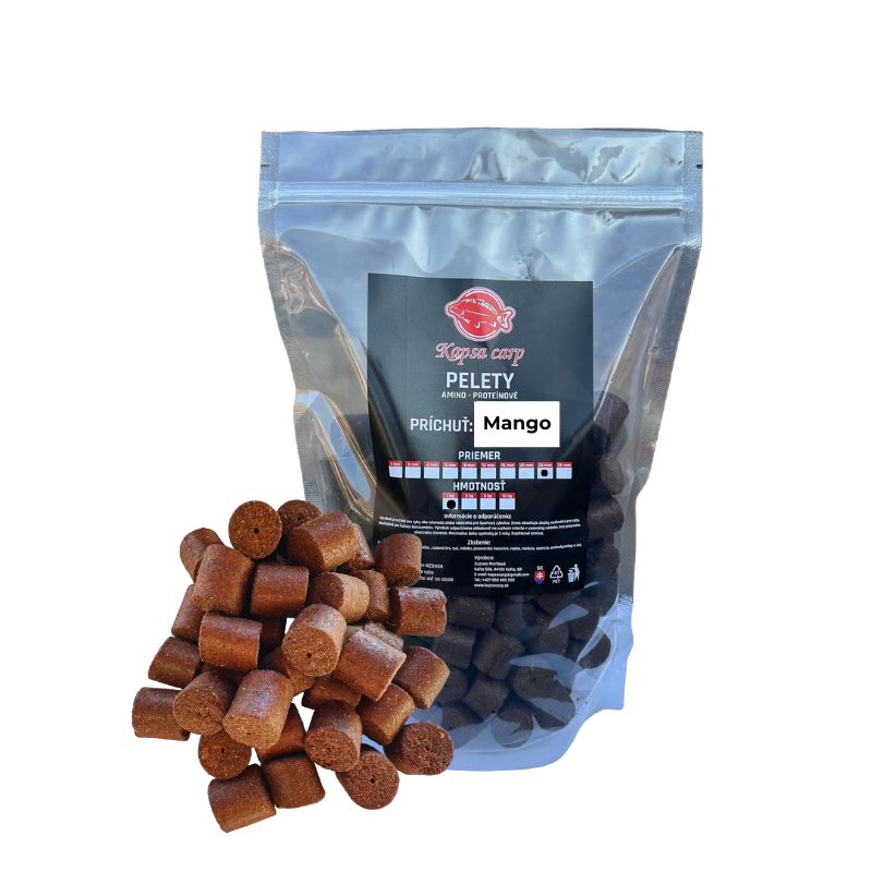 mango chytacie pelety s dierou, mango, 24mm, 1kg