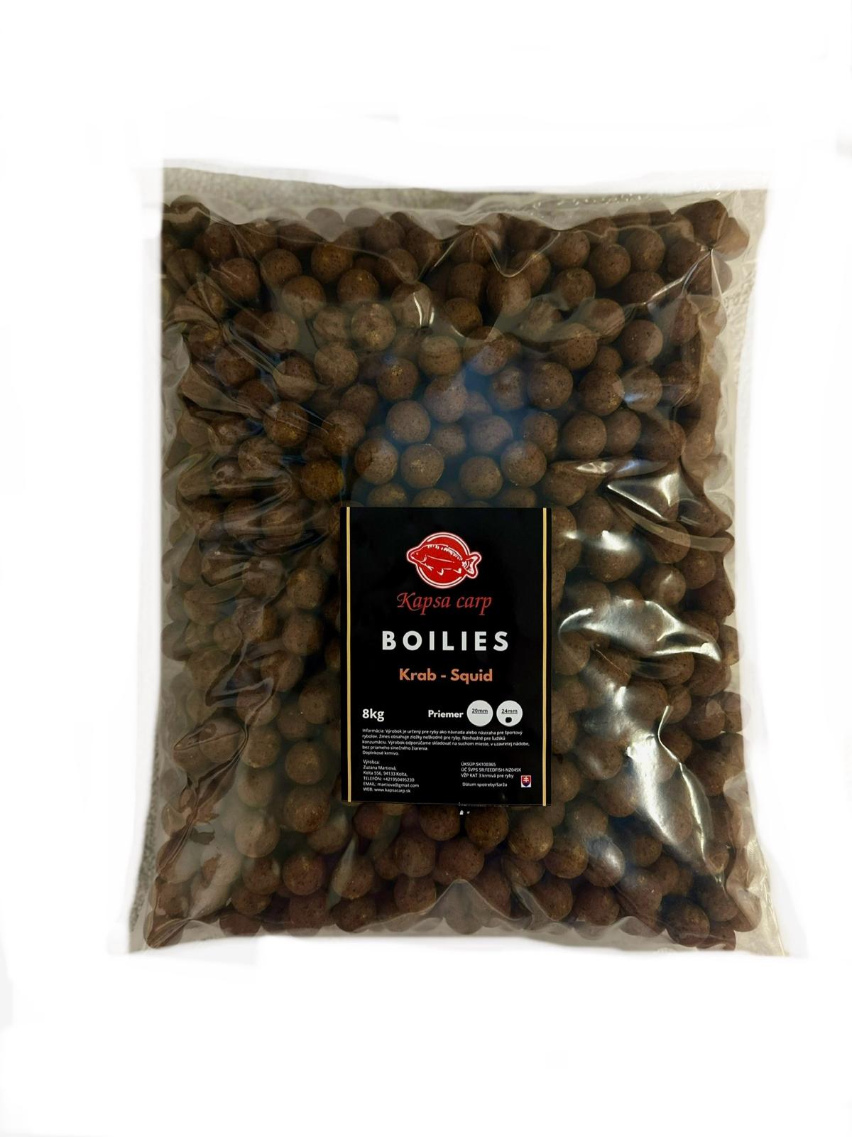 Krab-squid 24mm Kŕmne boilies Krab-Squid 8kg Kapsacarp na zakrmovanie